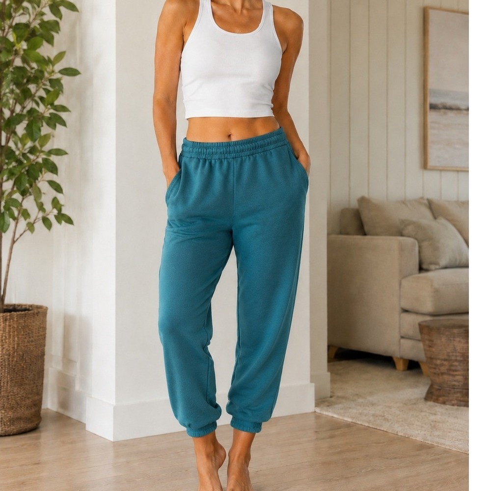 NWT Champion Women's Sz Medium‎ Teal Blue Wicking Anti-Odor Jogger Cuffed Pants